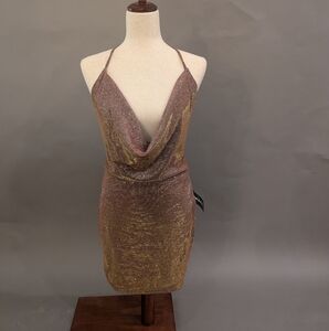 SHEIN Shimmering Gold Backless Dress